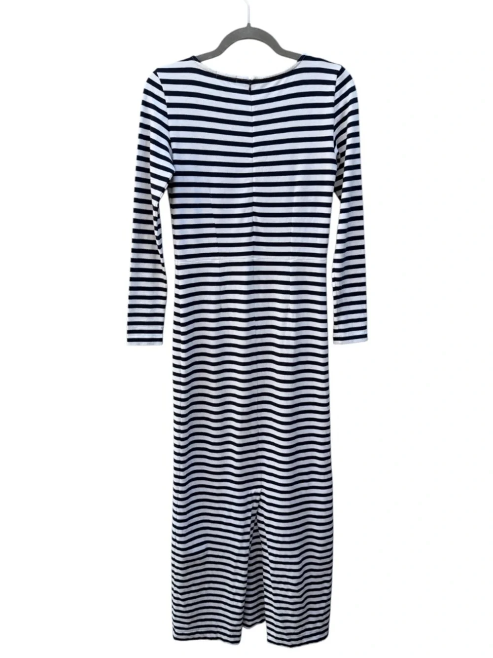J.Crew Collection Size 0 Navy & White Striped Cotton Knit Maxi Dress